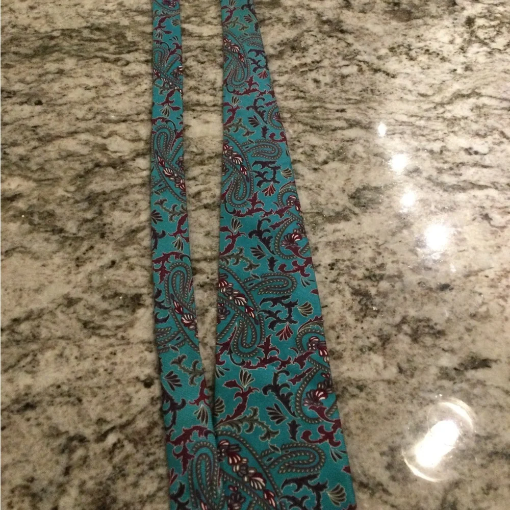 Dior Teal Paisley Tie with Burgundy and Olive Accents